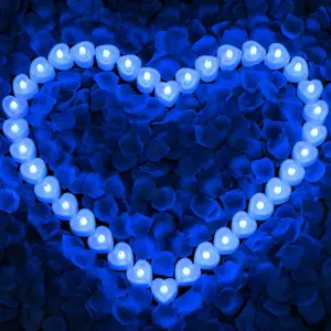 3000 count Rose Petals with 36 count LED  Lights Candles, Rose Petals and Candles Set for Romantic Night, Romantic Decorations for Special Night, Valentine's Day, Wedding, Anniversary(Blue)