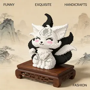 1986pcs Nine-Tailed Fox Series Building Blocks Toy, Creative DIY Craft Decor, Desktop Home Living Room Decoration Gift