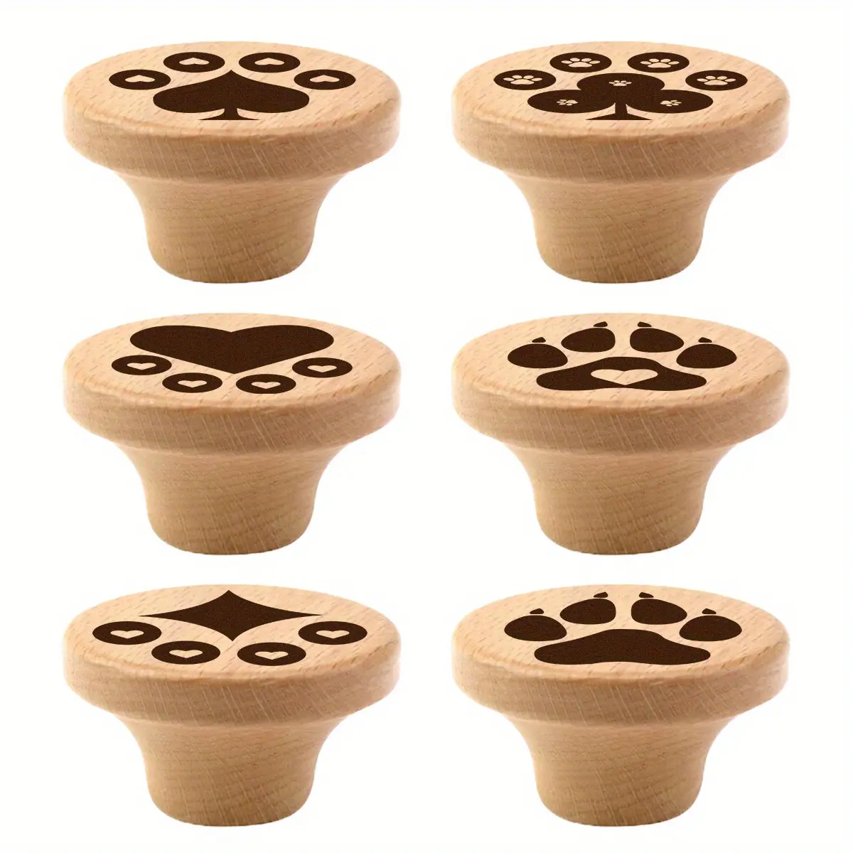 6PCS Art Nouveau Style Pulls, Handcrafted Wooden Drawer Pulls and Kitchen Cabinet Knobs, Dresser Drawer Handles, Polished Surface, Personalized Pattern Design, Decorative Drawer Pulls, Home Decor, Interior Decoration.