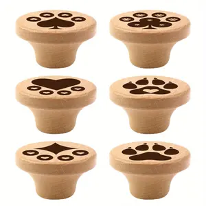 6PCS Art Nouveau Style Pulls, Handcrafted Wooden Drawer Pulls and Kitchen Cabinet Knobs, Dresser Drawer Handles, Polished Surface, Personalized Pattern Design, Decorative Drawer Pulls, Home Decor, Interior Decoration.