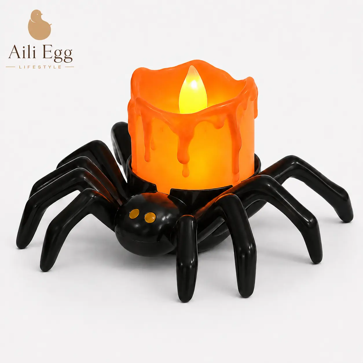 Halloween Spider Candle Lights 12 Pack, LED Flickering Spider Candles, Battery Operated Halloween Decorations for Party Table Decor & Home