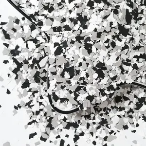 1LB Epoxy Floor Flakes Blend Decorative Color Chips, Concrete Floor Coatings Kits for Garage Floors, Wall, Interior and Exterior House Paint - Black White Light Gray