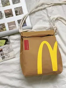 McDonald's bag,student schoolbag, women's shoulder bag, cute messenger bag, shopping bag, adjustable shoulder straps, large capacity, durable schoolbag， cute backpack, nylon backpack, vintage women's bag,