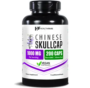 HealthFare Skullcap Extract 1000mg | 200 Vegan Capsules | Extra Strength Formula | Non-GMO | Gluten-Free | Made in USA