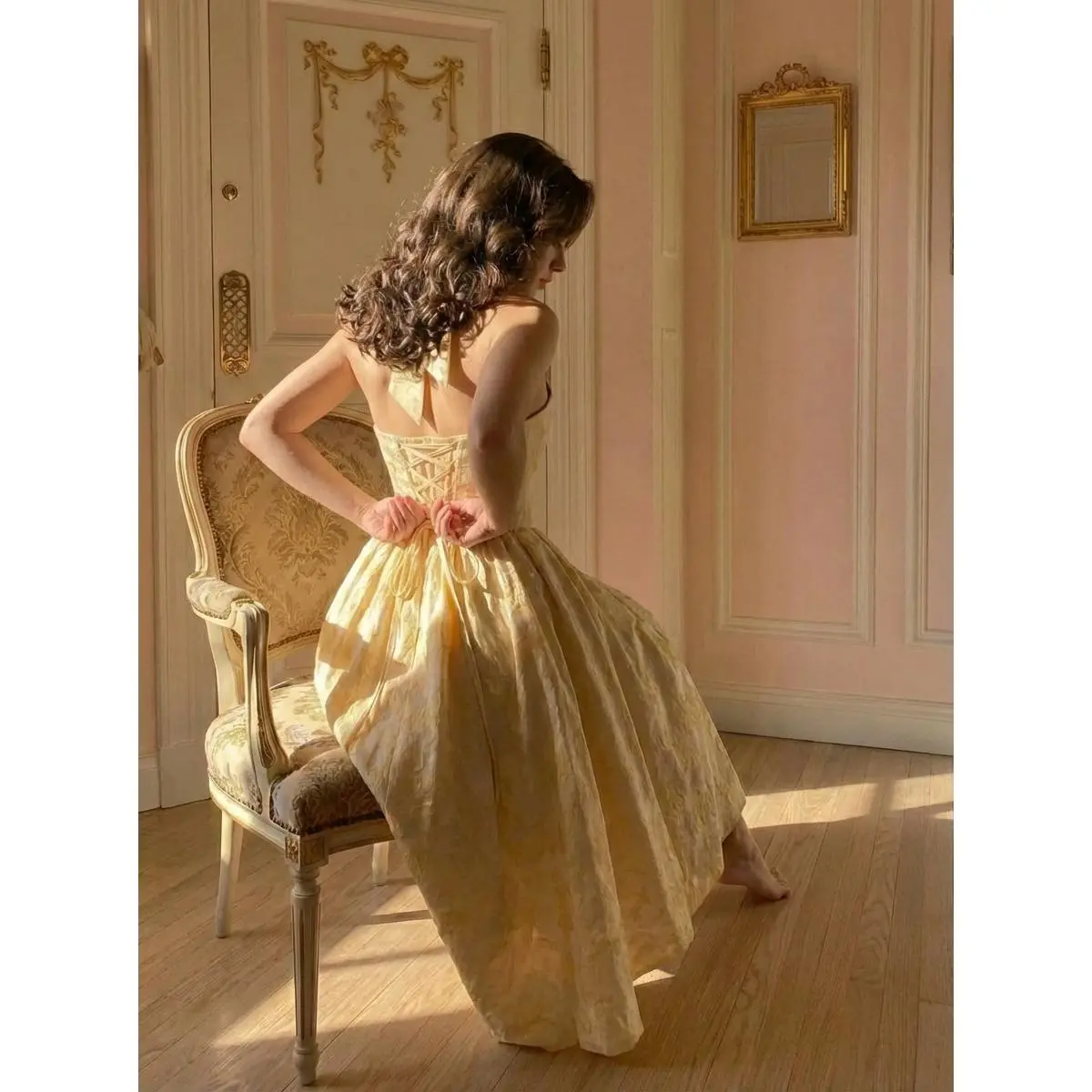 strapless open back dress PRETTYGARDEN Womens Summer Strapless Maxi Dresses Ruffle Tube Asymmetr