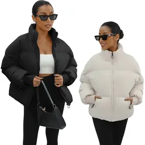 Women’s Winter Baggy Windproof Zip Puffer Coat Short Padded Jacket Coat Casual Fashion Womenswear Casual Wear