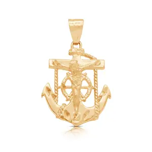 Gold Large Anchor Pendant, 14k Heavy Gold Plated, Lifetime Replacement Guarantee