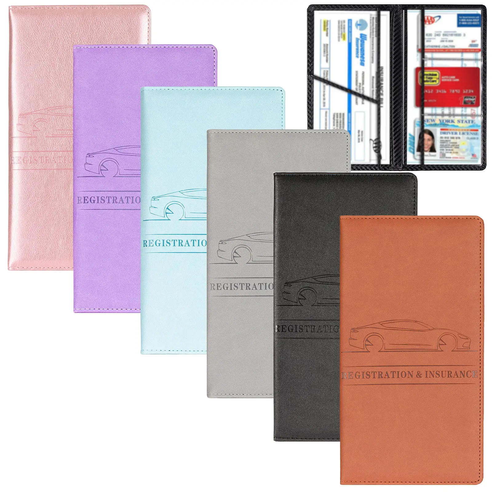 Car Registration and Insurance Holder, Car Organizer Premium Leather Registration and Insurance Card Holder,with Magnetic Shut for Cards, Essential Do