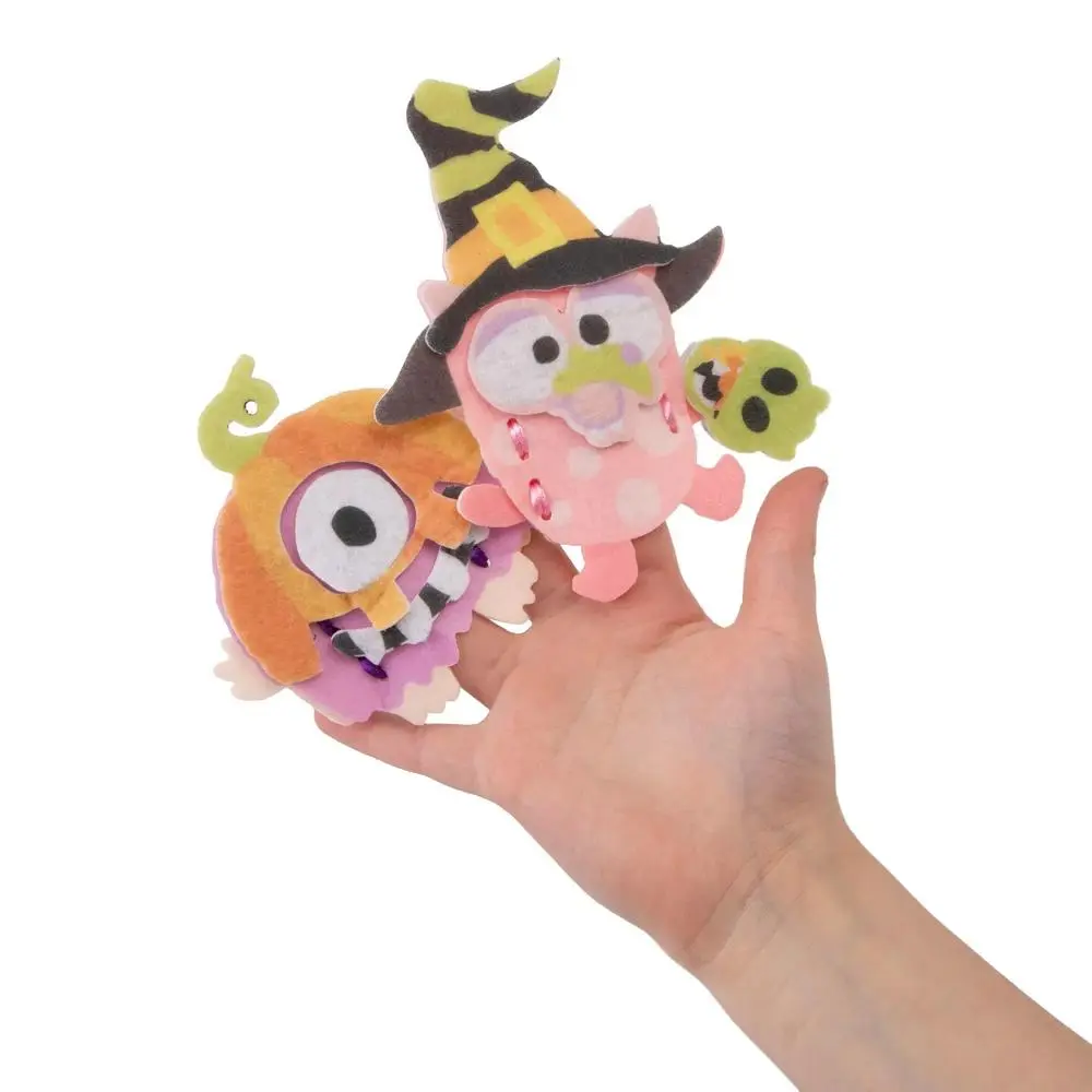 Monster Mayhem DIY Lacing Finger Puppets Felt Craft Kit - Makes 6