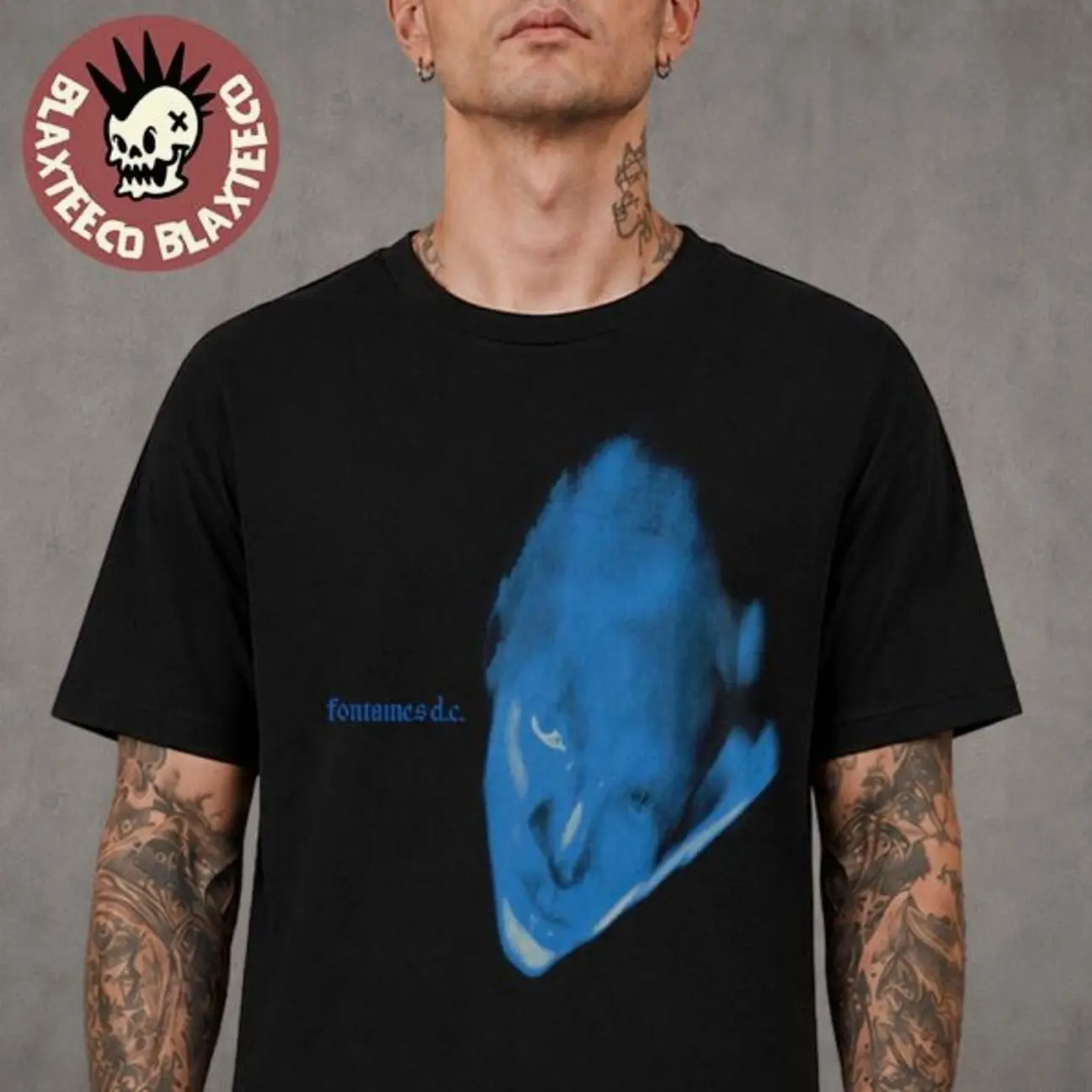 Fontaines D.C. Dopamine Chamber Blue Cover Black T-Shirt KQL