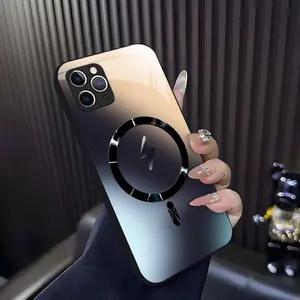 Luxury Ombre Gradient MagSafe Case – Futuristic Metallic Glossy Magnetic Cover for iPhone 11 Pro–975