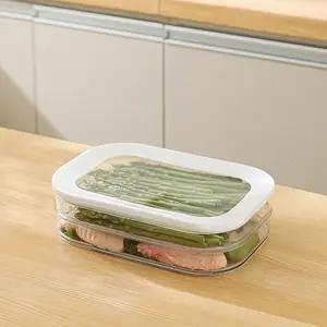 2/3/4-layer stackable food storage containers, refrigerator storage boxes, food storage boxes, organizers, with a stackable, leak-proof design. Reusable in the freezer, suitable for cheese, beef rolls, shrimp, etc. Practical and aesthetically pleasing.