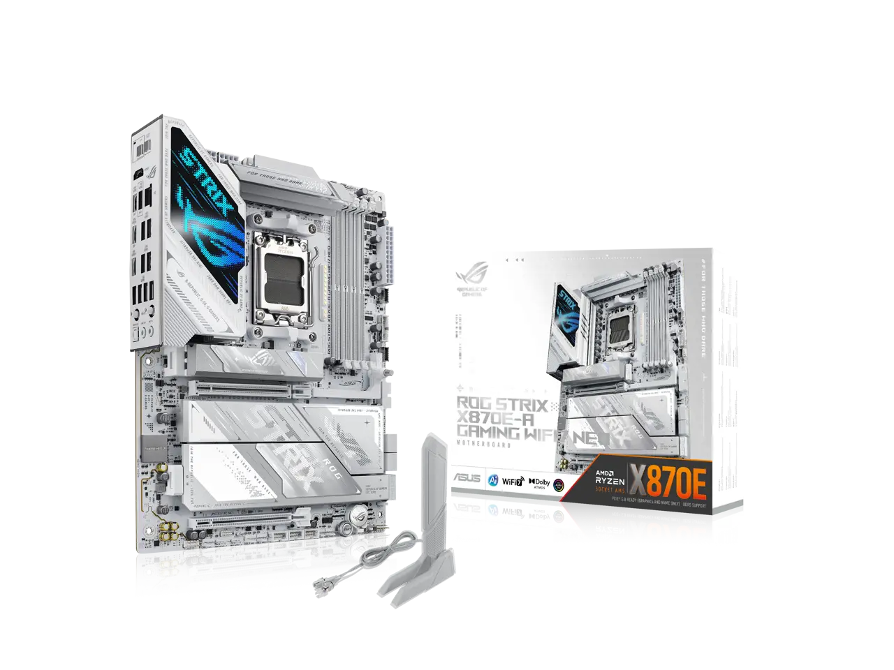 ASUS ROG STRIX X870E-A GAMING WIFI7 NEO, AMD ATX motherboard, 16+2+2 power stages, DDR5 slots, four M.2 slots, PCIe 5.0 with full support for next-gen GPUs, WiFi 7, Dual USB4