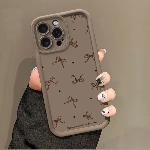 Soft Silicone iPhone Case Bowknot Pattern Shockproof Drop Protection, Slim Fitted Cellphone Cover with Non-Slip Design & Raised Screen Camera Lip, Durable Anti-Yellowing Protective Casing for iPhone 17 16 15 14 13 12 11 Pro Max Plus XR XS Series.