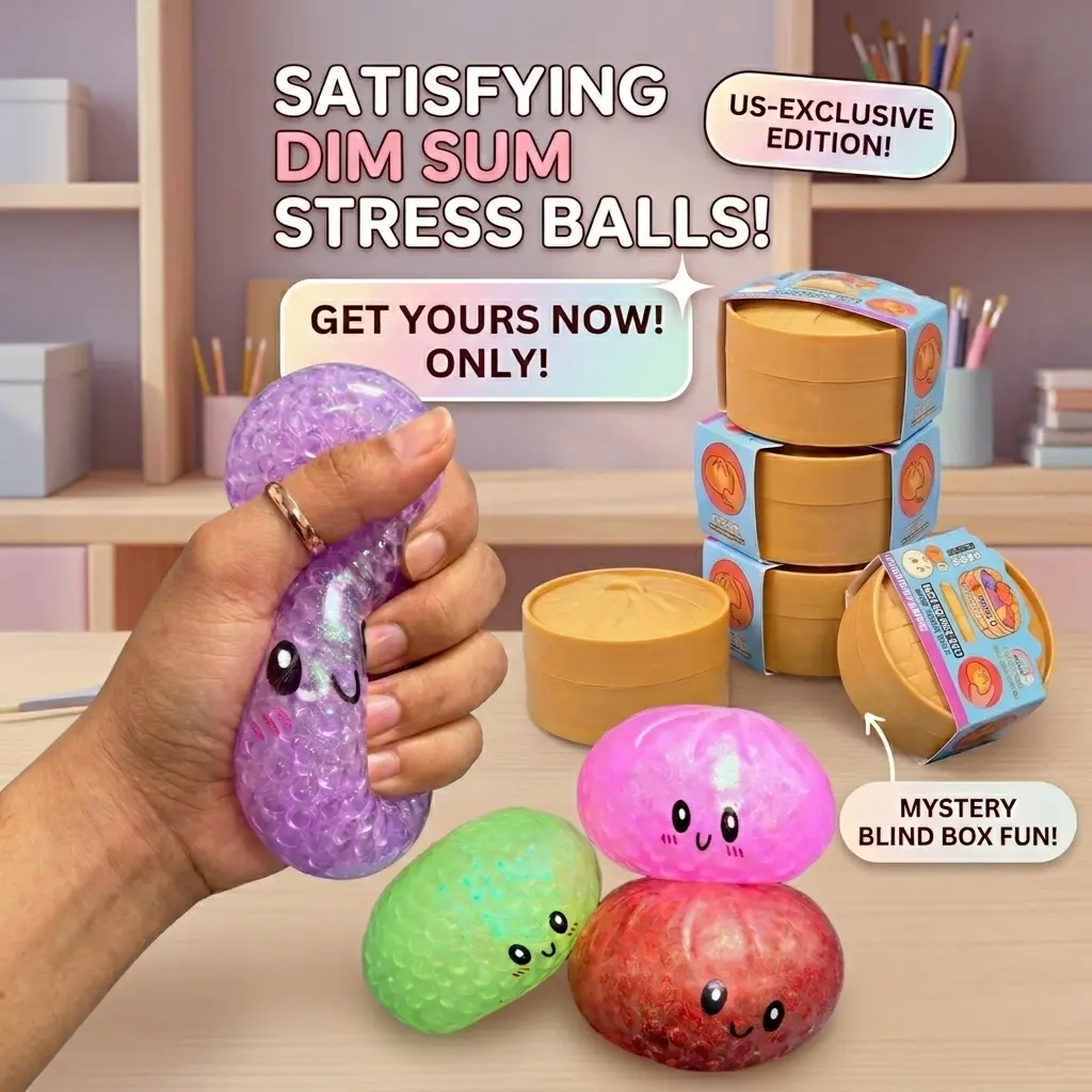 Glitter Dumpling Squishy Toy Set - Gel-Filled Fidget Squishies with Beads, Squishy Kit, Squeeze Stress Ball, Slow-Rise Desk Decor for 8+ Years Olds, Collectibles Gift