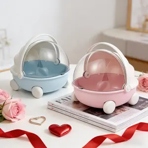 Portable Toy Multipurpose Storage Box with Round Cradle & Mattress, Breathable Mesh Design, Compatible with Labubu, Perfect Gift for Collecting & Travel