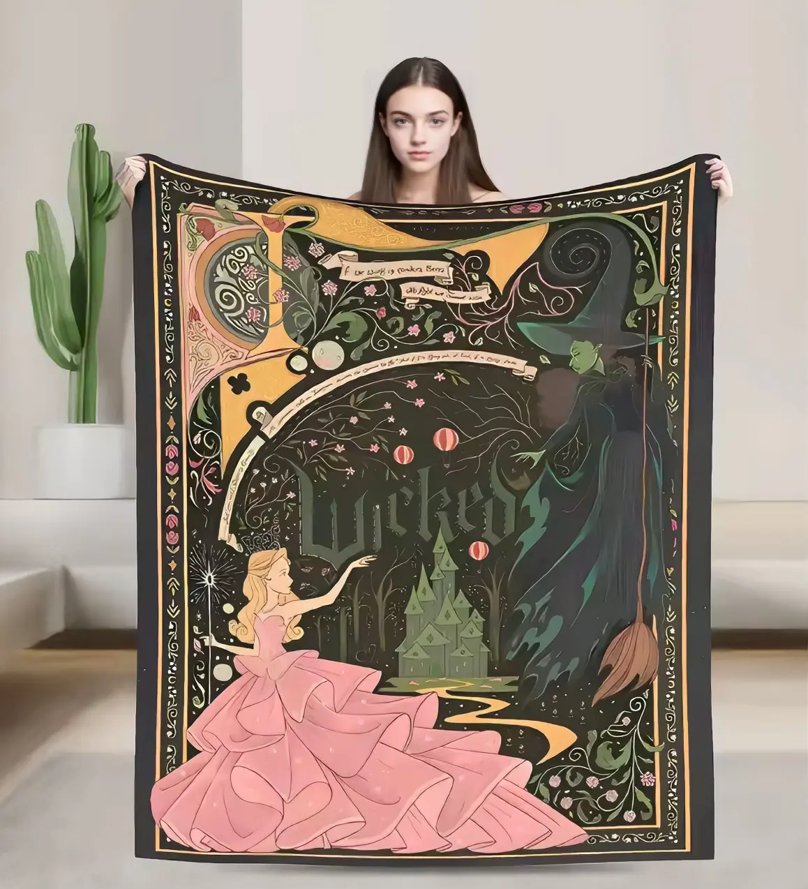 Wicked 2 Musical Movie Glinda Poster Warm Blankets Plush Throw Blanket Graphic Living Room Flannel Bedspread Sofa Bed Cover