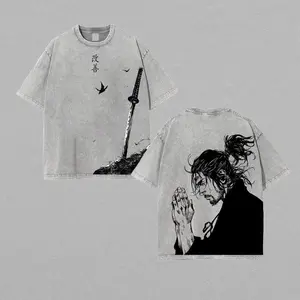 Vagabond Life Tee, Miyamoto Musashi 90s Manga, Men's Short Sleeve T-Shirt Unisex Oversize Anime Manga Washed Heavyweight Cotton T-shirt, Gift For Anime Fan, Anime Lover Classic