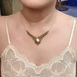 Labradorite Necklace Macrame Handcrafted Unique Gift Boho Ethnic Minimalist Jewelry Stone of Magic Made to Order