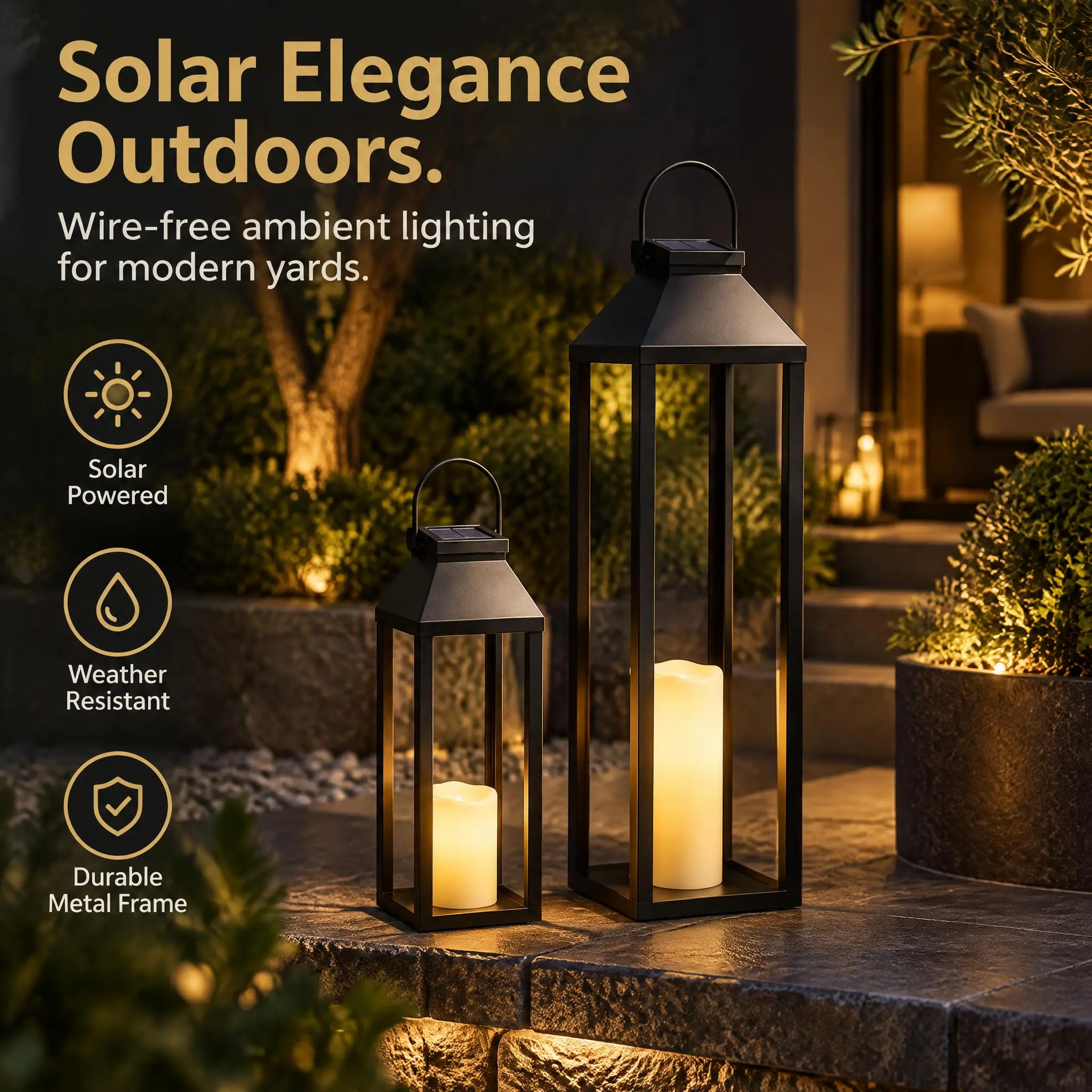 Solar Outdoor Lanterns, Large Tall Black Metal Farmhouse, Vintage Hanging Solar Post Lights, Auto On/Off, Decorative Lighting, Holiday Gift for Front Porch, Patio Home Decor, Solar Post Light