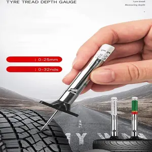 2-Count 25mm Car Tire Tread Depth Gauge Color Coded, Tire Tread Depth Gauge, 2 Pack Universal Car Tire Tread Depth MeterReads in MM & 32nds, Quickly Identifies Tread on Tires | Color Coded Tire Tread Depth Gauge - Accurate Measurement Tool for Tires