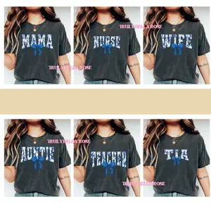 Floral Toile Blue Coquette shirt, Mama, Auntie, Teacher, Nurse, Tia & Wife