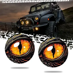 DIBMS 2 Pack 3D Stereo Beast Eye Headlight Sticker, round Eye Sticker Suitable for Jeep Headlights, Fun Car and Truck Body Window Bumper Decorative Stickers