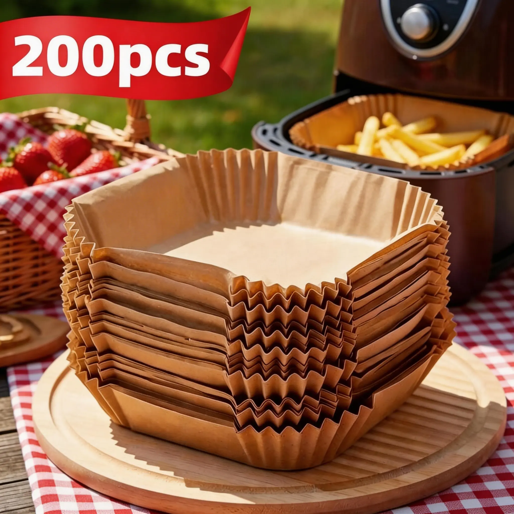 Air Fryer Liners Disposable, Non Stick Air Fryer Paper Liners for 5-8 QT, Oil Proof Parchment Sheets, No Mess Cleanup, Air Fryer Accessories Must Have