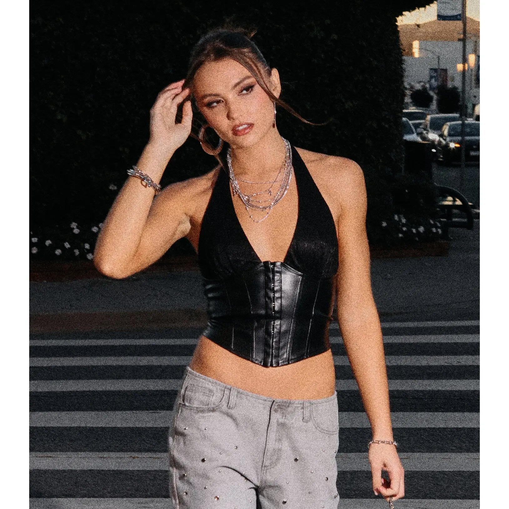 After Hours Faux Leather Halter Corset After Hours Faux Leather Halter Corset