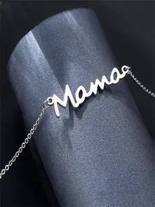Mama Necklace Stainless Steel, Silver Color Letter Inspirational English, Simple Style, Perfect Mother's Day Gift