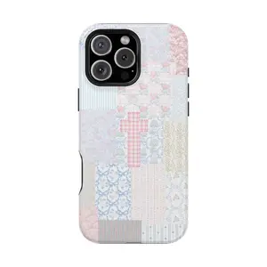 Christian Patchwork Phone Case – Pastel Cottagecore Cross Design |    Vintage Quilt Aesthetic For IPhone |   Faith-Based Soft Girl Gift |   Cover For IPhone 17 16 15 14 13 12 SE Max Pro Galaxy, Gift For Her