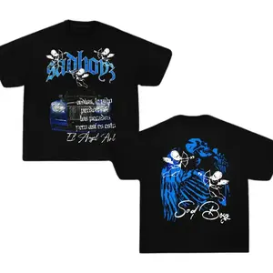 Fashion Sad Boyz El Ángel Azul Graphic Tee, Spanish Gothic Streetwear Shirt, Blue Skeleton Aesthetic, Junior H Merch, Menswear Womenswear Top y2k graphic tee