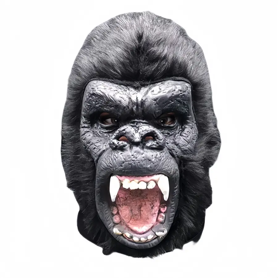 Halloween Gorilla Full Head Mask Latex Black Chimpanzee Realistic Animal Horror Helmet with Hair for Cosplay Costumes and Party Props