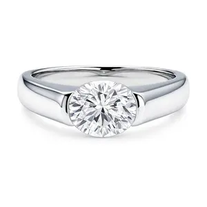 Solitaire East-West 1.2ct Bezel Oval CZ Ring in Sterling Silver