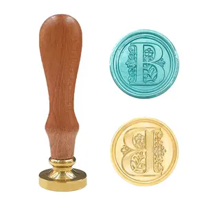 Medieval Traditional Initial Alphabet Wax Seal Stamp Brass Head Wooden Handle Letter Stamps for Card Envelope Gift (Letter B)