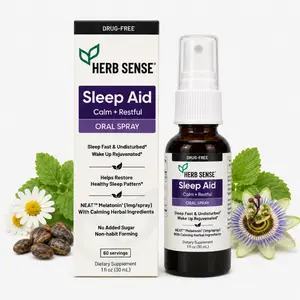 Herb Sense Sleep Spray - 1 fl oz Oral Spray with 5-HTP & 50% Herbal Blend, Mucosal Absorption, 60 Servings, Vegan, Gluten & Sugar Free, Designed for Sensitive Stomach, Drug-Free Solution for Calm Sleep