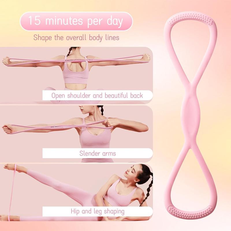 Figure 8 Resistance Bands with Handles,8 Shaped Resistance Bands,Arm|Back Training Elastic Ropes Workout Chest Arm and Shoulder Stretch Bands Exercise Equipment for Physical Therapy,Yoga,Pilates,Stretching,Equipment for Home Workout