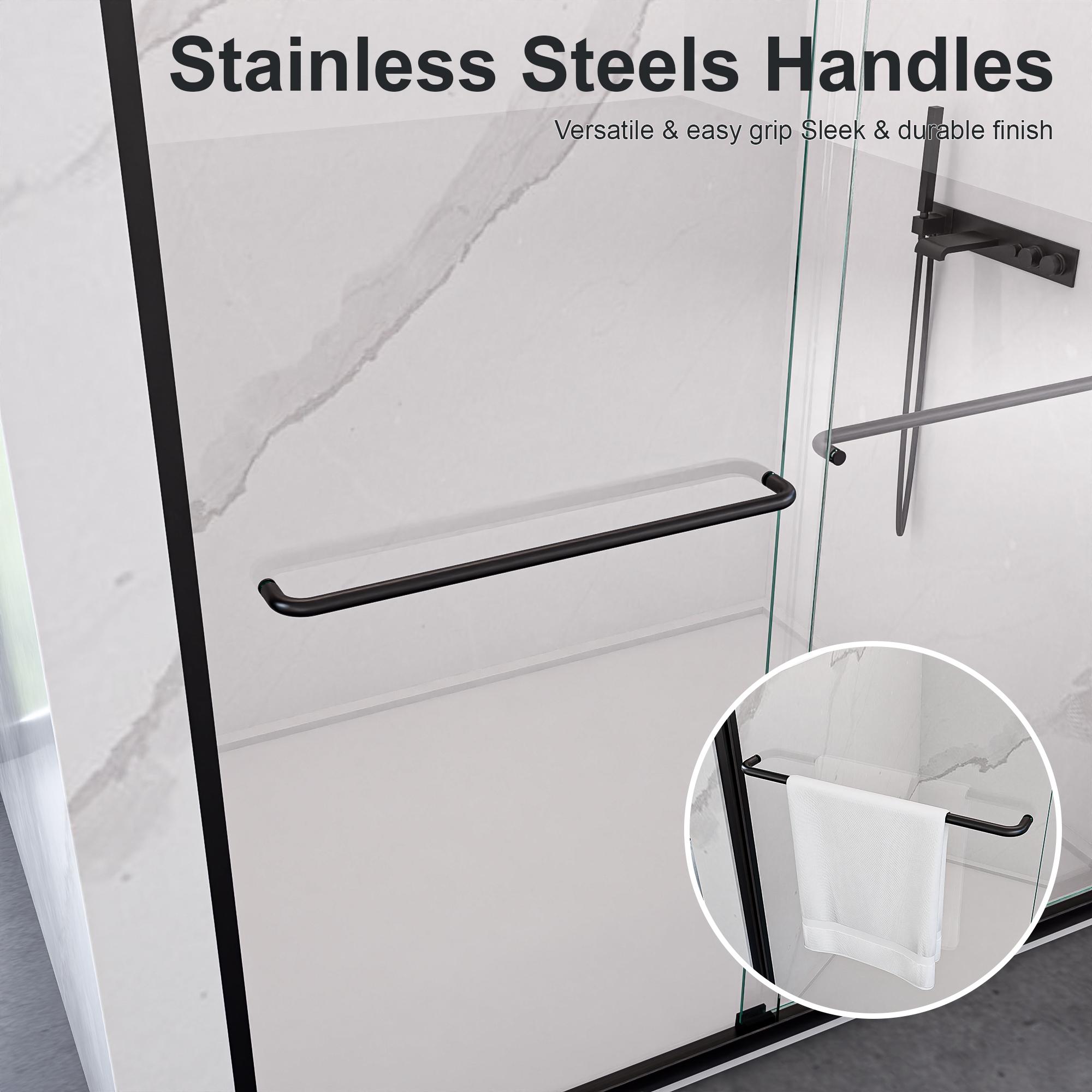 56"-60"W x 72"H Semi-Frameless Double Sliding Shower Door with 1/4" (6mm) Thick SGCC Tempered Glass | Adjustable Width Bypass Shower Door | Heavy Duty Sliding Bathroom Enclosure | Chrome Finish, Easy Glide Track