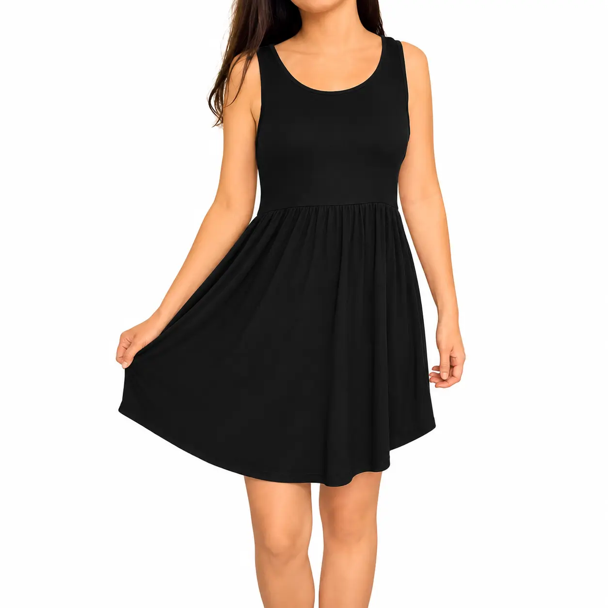 3KB Women's Sleeveless Swing Dress with Pockets | Casual Summer A-Line Mini Dress | Soft Rayon Spandex Tank Dress