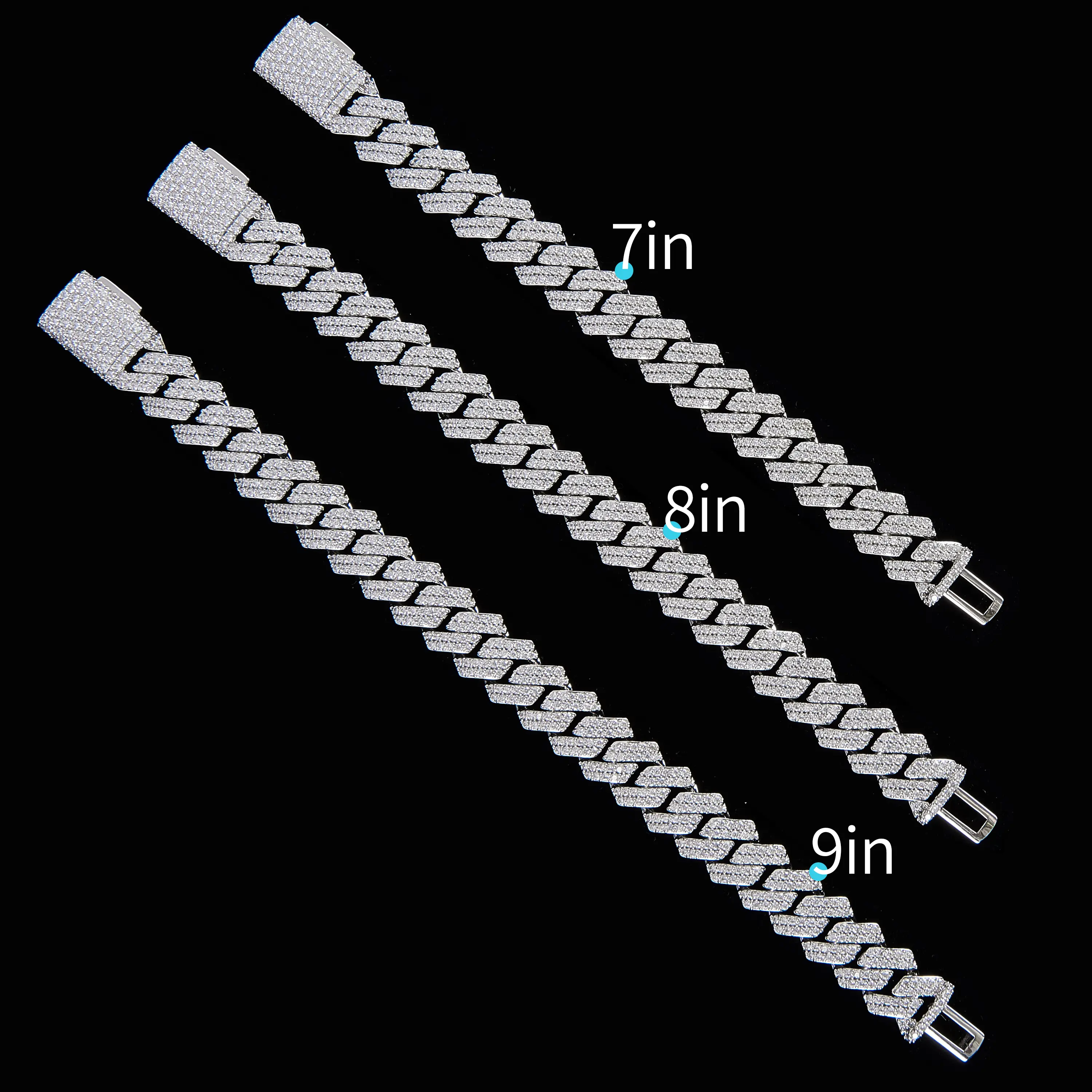 14mm Platinum Plated Copper Double Row Iced Out CZ Cuban Jewelry Set,   Miami Cuban Link Necklace & Bracelet With Box Clasp Daily Matching Jewelry SetCuban Link Set
