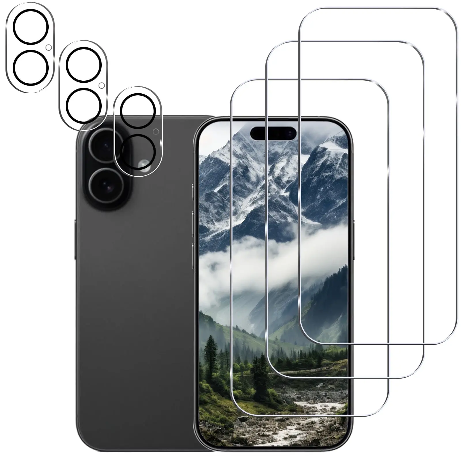 Gliansen iPhone 17 Screen Protector Bundle - 6.9in 3-Pack Tempered Glass, 3-Pack Camera Lens Protector, 9H Hardness, HD Clarity, Easy Installation, Shockproof, Compatible with Sim Card Cases, Mobile Phone Accessories