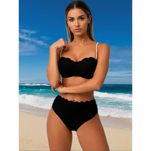 Pearl Bikini Set For Women - Sexy Two Piece Swimsuit With Shell Pattern - Beach Bathing Suit For Vacation, Hot Spring, Pool & Summer