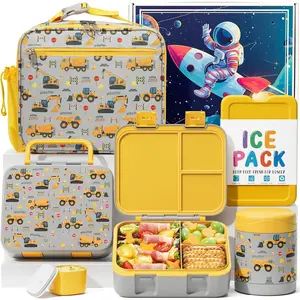 Bento Lunch Box for  with Thermos, 3-Compartment 32OZ Snack Lunch Container, Lunch Bag, 12OZ Insulated  Jar & Ice Pack Set for  3-12 School   Teen Girls Boys,