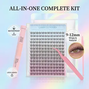 Cat Eye Lash Clusters - 168 Pcs DIY Lash Cluster Kit 9-12mm - Natural Wispy Lashes Clusters with Bond and Seal - Premium Faux Mink Eyelash Extensions for Everyday Glam