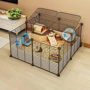 Hamster Cage Home Luxury Villa Gold Silk Flower Branches Hedgehog Small Pet Breeding Cage Rabbit Empty Cage