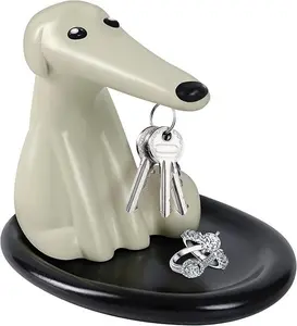 Modern Decor Resin Dog Sculpture Storage Tray Magnetic Key Holder Candy Bowl Jewelry Earrings Sunglasses Small Object Tray Modern Art Statues for Home Dining Table Office Entryway Decor