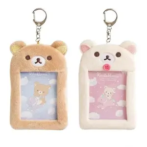 Rilakkuma Plushes ID Card Holder Keychains New Anime Relax Bear Passport Cover Key Ring School Bus Bank Cards Bags Pendants Gift