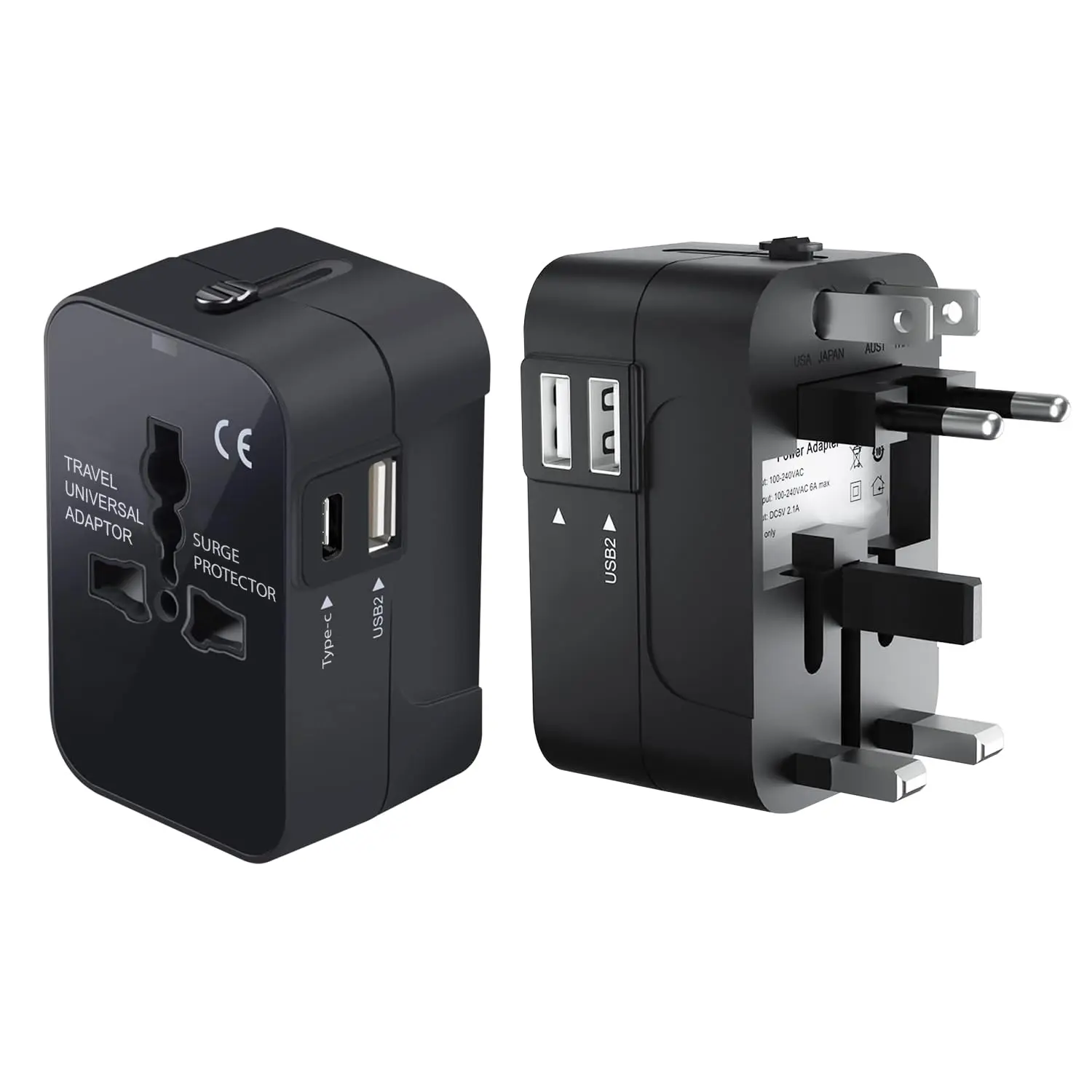Universal Travel Plug Adapter - Worldwide Travel Wall Charger for Home, Office & Travel - Multifunctional Phone Charging Converter - Portable Charger