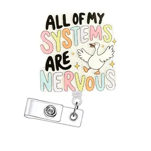 Funny Retractable Badge Reel, Acrylic ID Holder with Clip for Nurses, Doctors, Students & Office Staff, 15pcs Set, Badge Reels Retractable