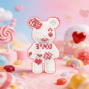 Love Bear Teddy Bear 3D Puzzle Building Blocks Decoration, Bookshelf Home Office Cabinet Decor, Party Living Room TV Stand Display